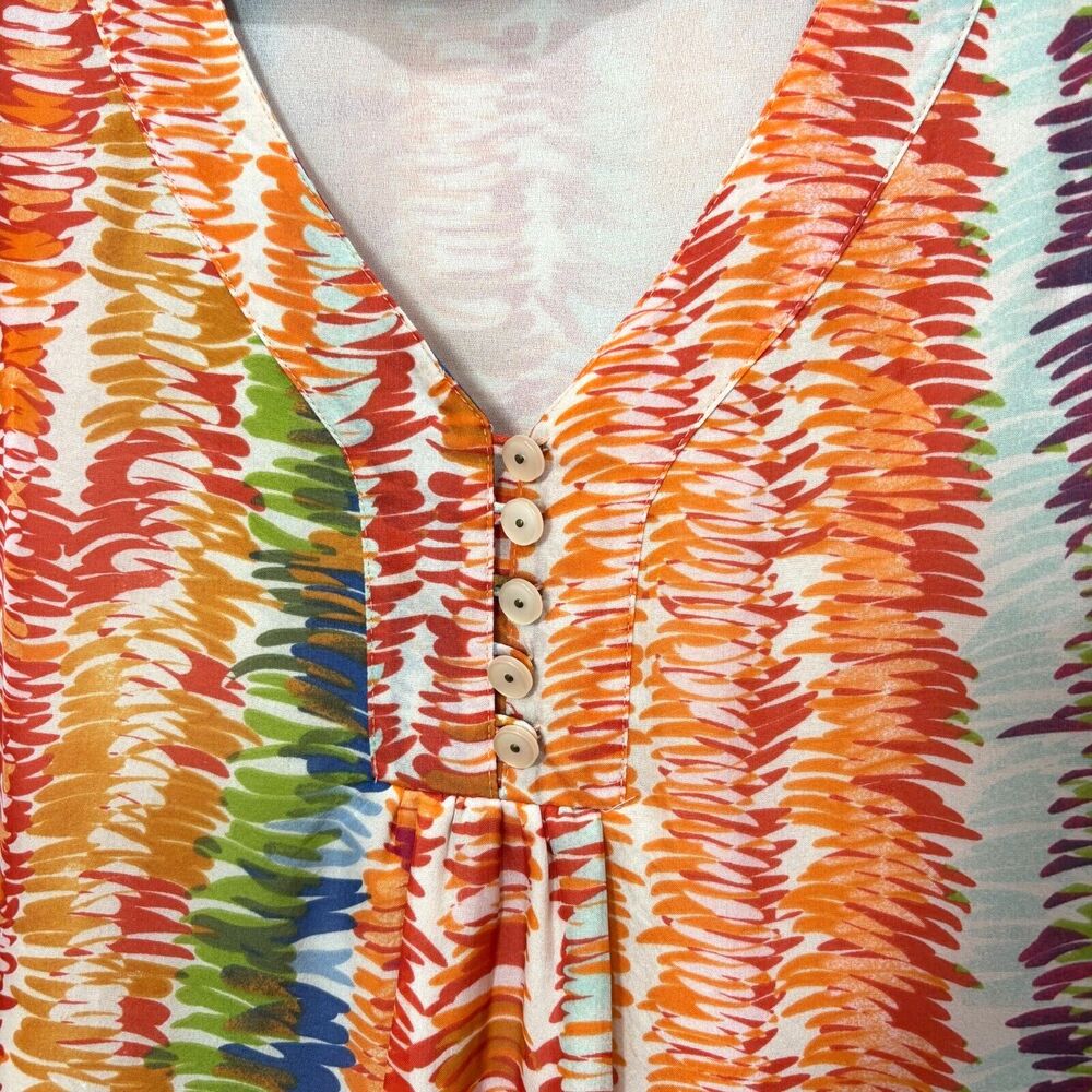 Coldwater Creek Silk Blouse Orange Rainbow Top Pm… - image 2